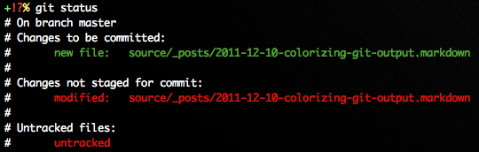 Colorized 'git status' output