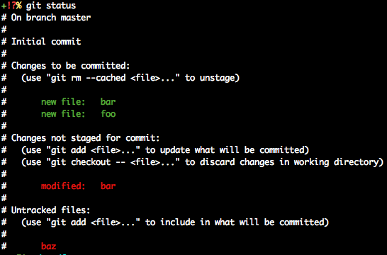 'git status' with advice