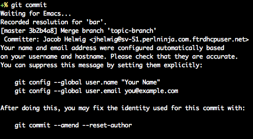 Output from 'git commit' when your identity is guessed and advice is enabled